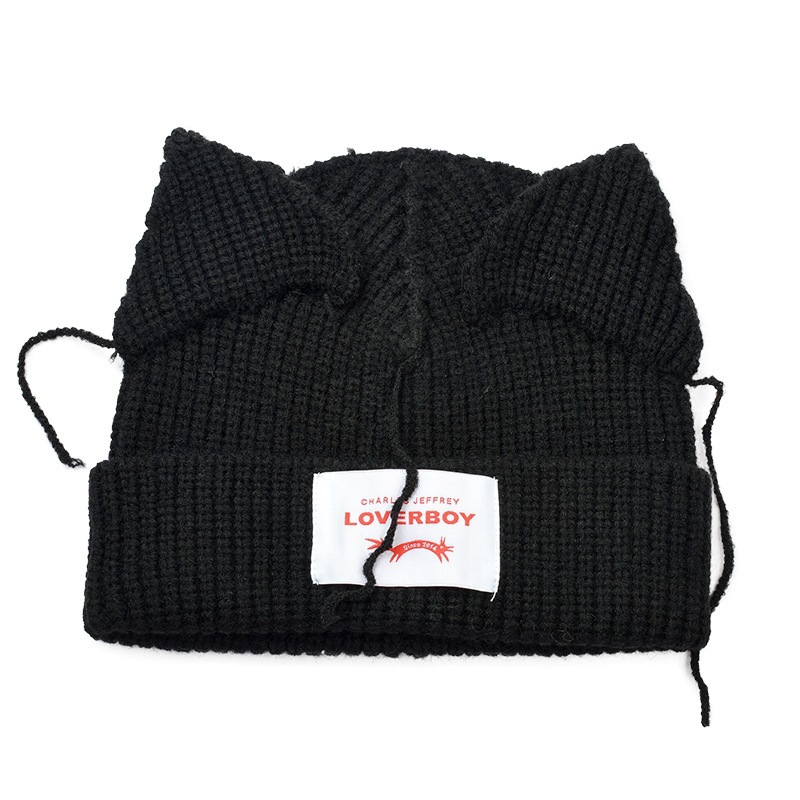 European and American niche design personalized cat and pig ears couple knitted wool hat cute and warm autumn and winter men's and women's h