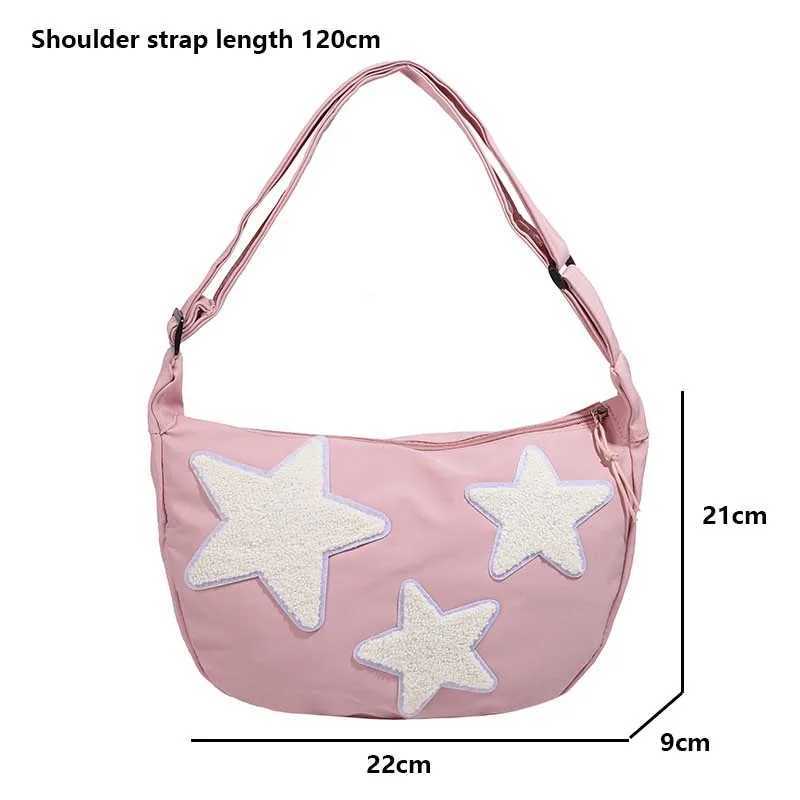 Women Canvas Messenger Shoulder Bag Crossbody Sling Bag Y2k Hobo Bag Pentagram Zipper Satchel Tote Bags Student BookBag Handbag Z250225