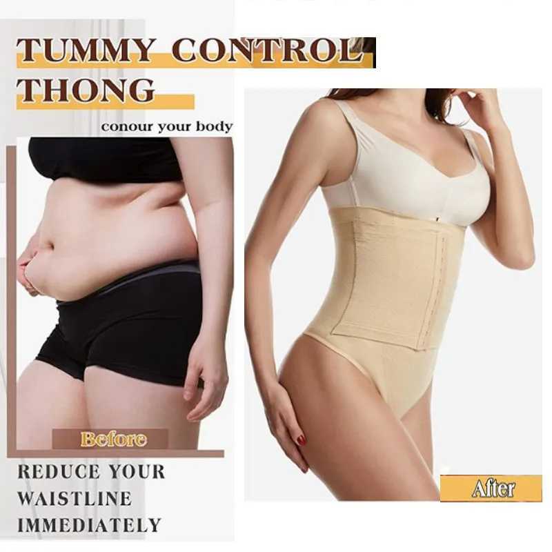 GUUDIA Thong Shapewear for Womens Abdominal Control Waist Shaping Underwear Girdle Underwear Seamless Body Shaping 3-Row Hooks M250225
