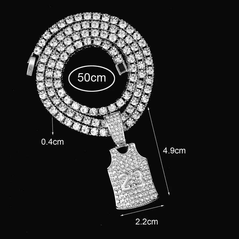 Hip Hop Rhinestone Number 23 Basketball Pendant Necklace Hiphop and Out Chain Sports Necklaces For Men and Wen Jewelry Gift X250224