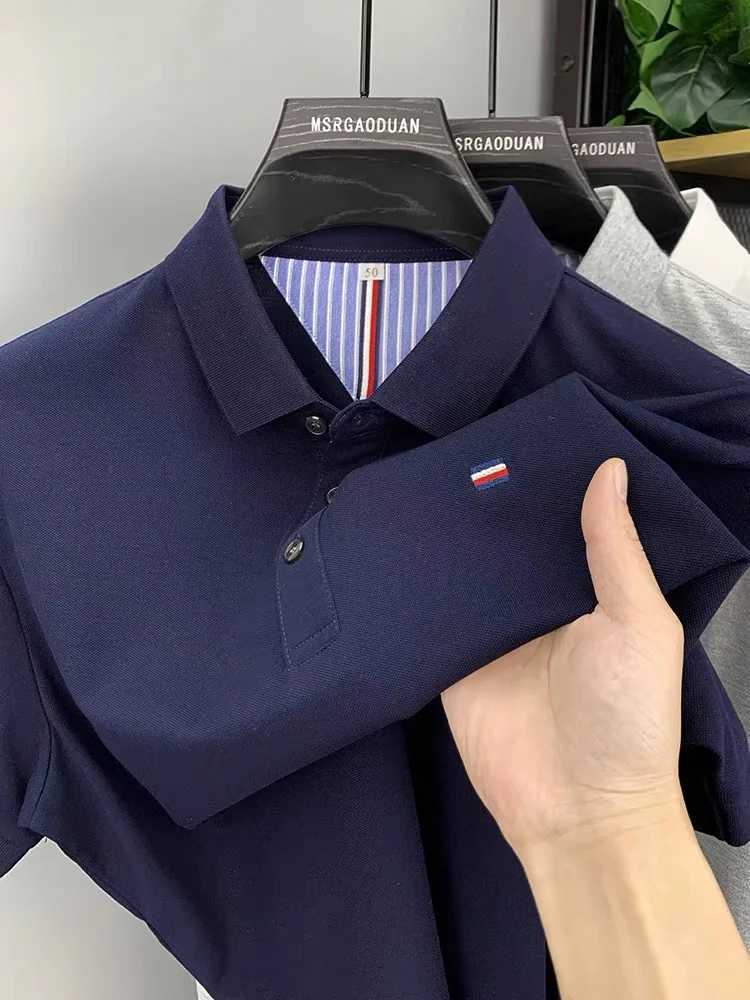 High end summer ice silk breathable short sleeve POLO shirt mens fashion brand classic embroidery business casual Paul T-shirtT250225