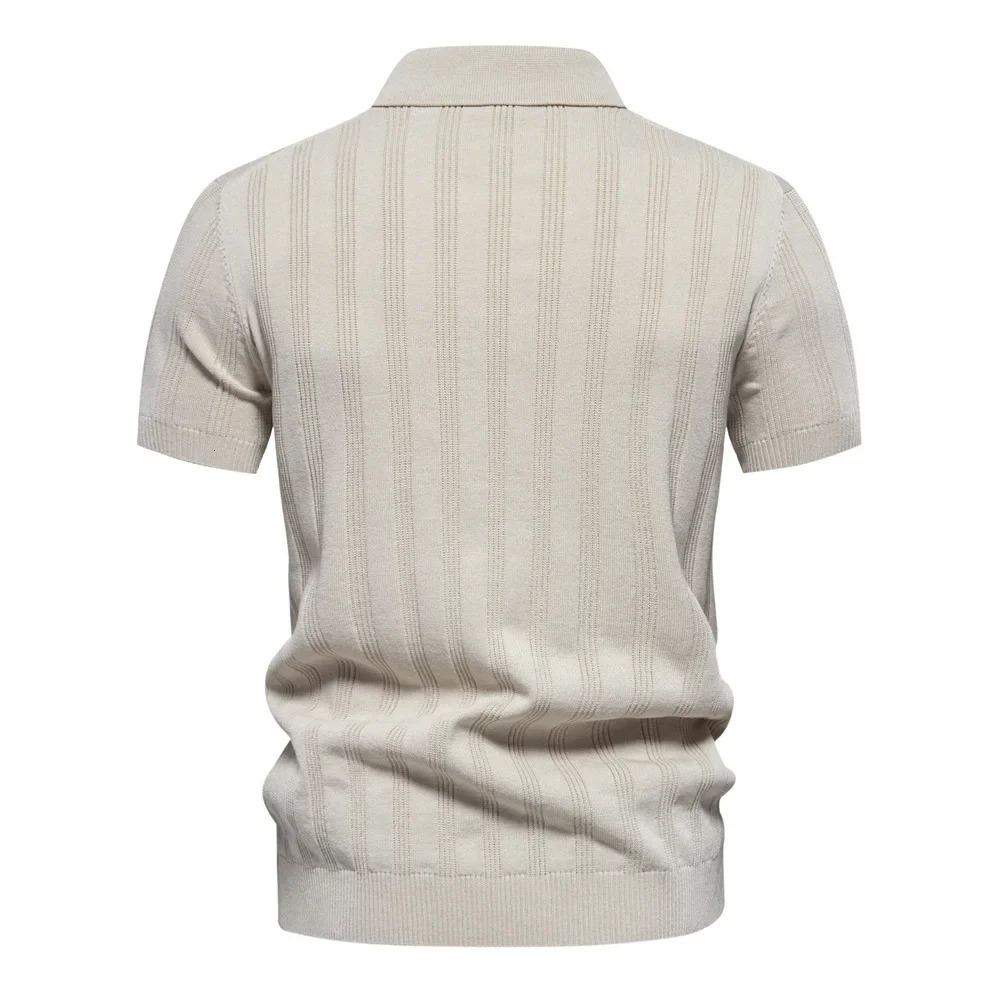 SpringSummer Mens T-shirt Woolen Polo Knitwear Short Sleeved Lapel Casual Top for Men 250224
