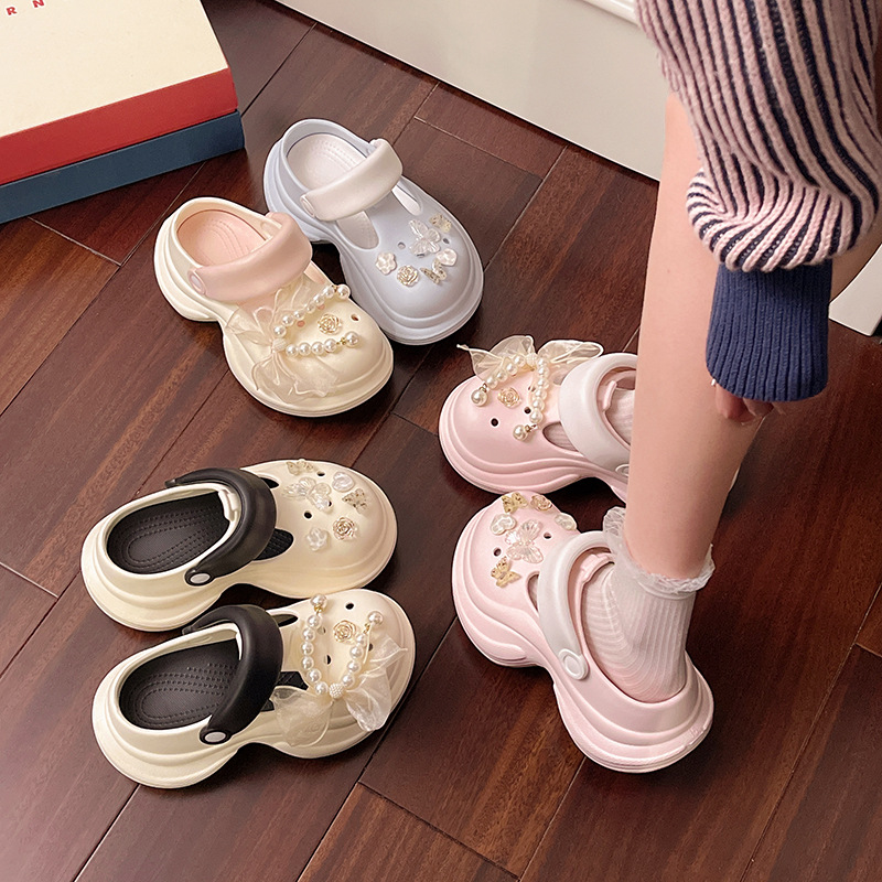 New free shipping designer slippers for womens pink white blue Summer fashion thick soled sandals with toe caps for wearing outside