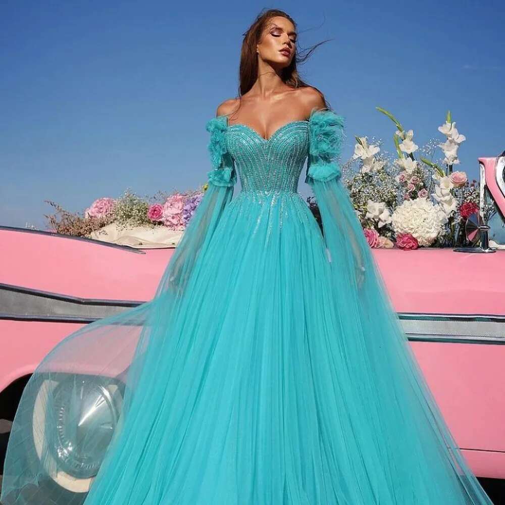 dear a ha evening with beads sequins exquisite to the floor sweep train party dresses prom dress 2023