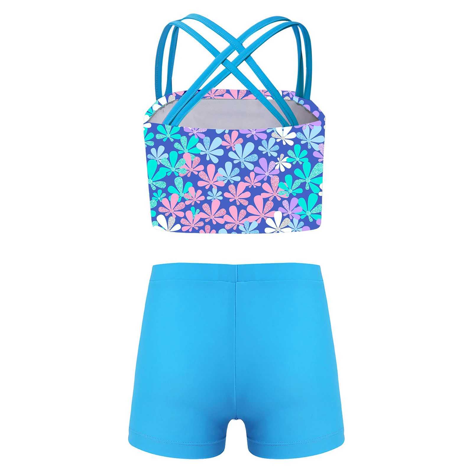 Childrens swimsuits childrens swimsuits girls swimsuits shoulder straps vests shorts beach swimming pools swimming pool swimsuits X250224