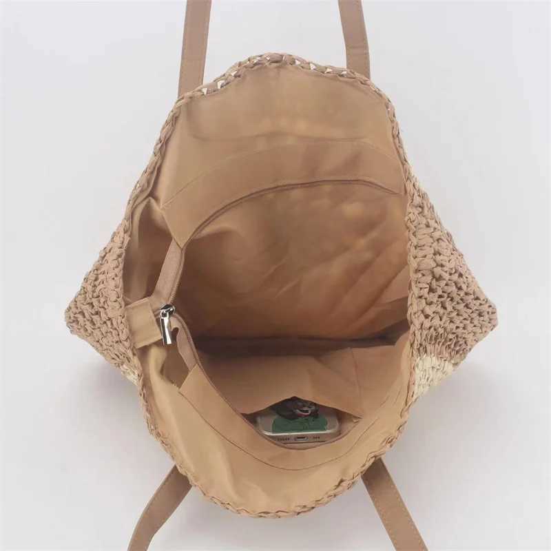 Straw Crochet Round Shoulder New Women's Bag Beach Fashionable Simple Leisure Travel Handbag Totes