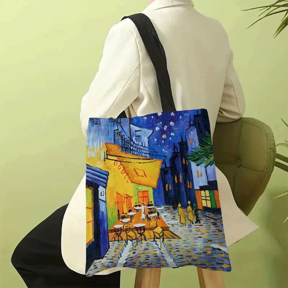 Canvas Bag The Van Gogh Series Print Canvas Bag Lightweight Shoulder Bag Versatile Shopper Bag Holder Handbag Z250224