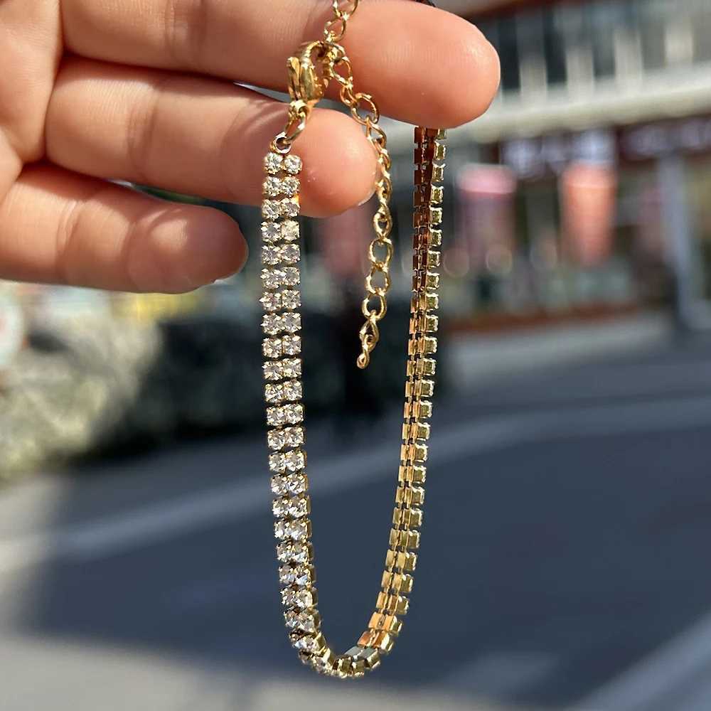 Minimalist Stainless Steel Crystal Tennis Bracelets For Woman Girls Simple Rhinestone Crystal Chain Bracelet Fashion JewelryXJ250225