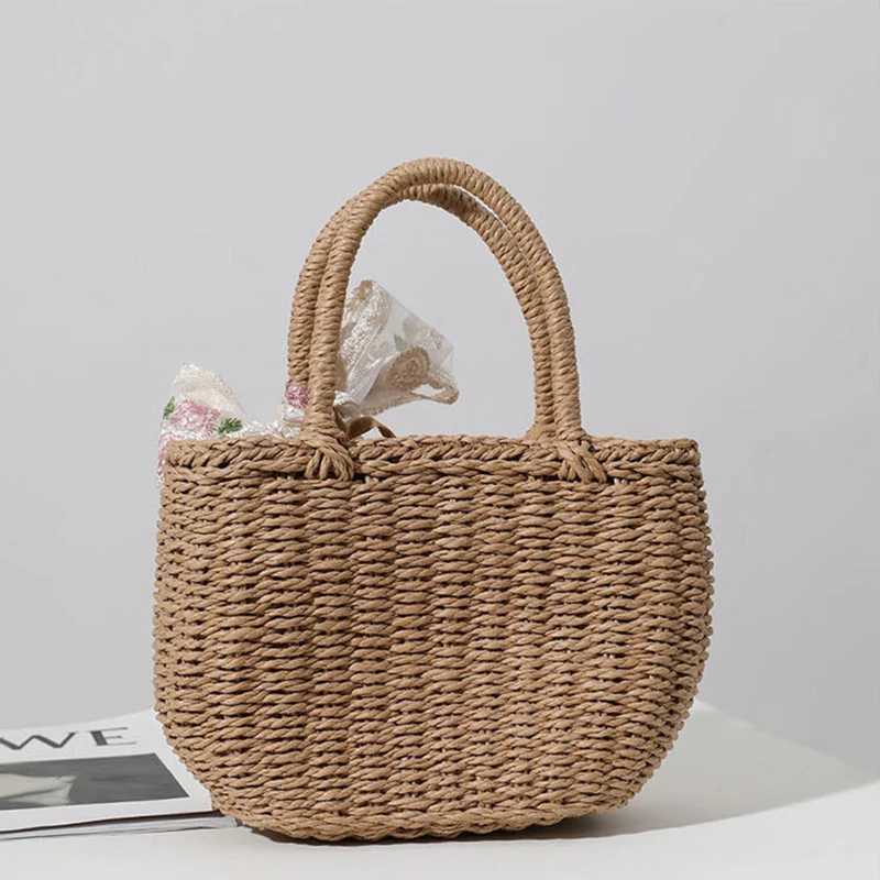 Simple Design Straw Handbags For Women Handmade Bohemian Style Beach Bag Summer Fashion Pack Bucket Bag Purse Totes