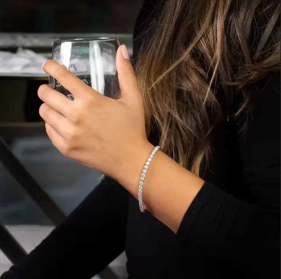 Brass Tennis Bracelet Buckle style tennis single row bracelet made of copper and AAA zirconia Bling 3mm 4mm 5mm Men And WomenXJ250225