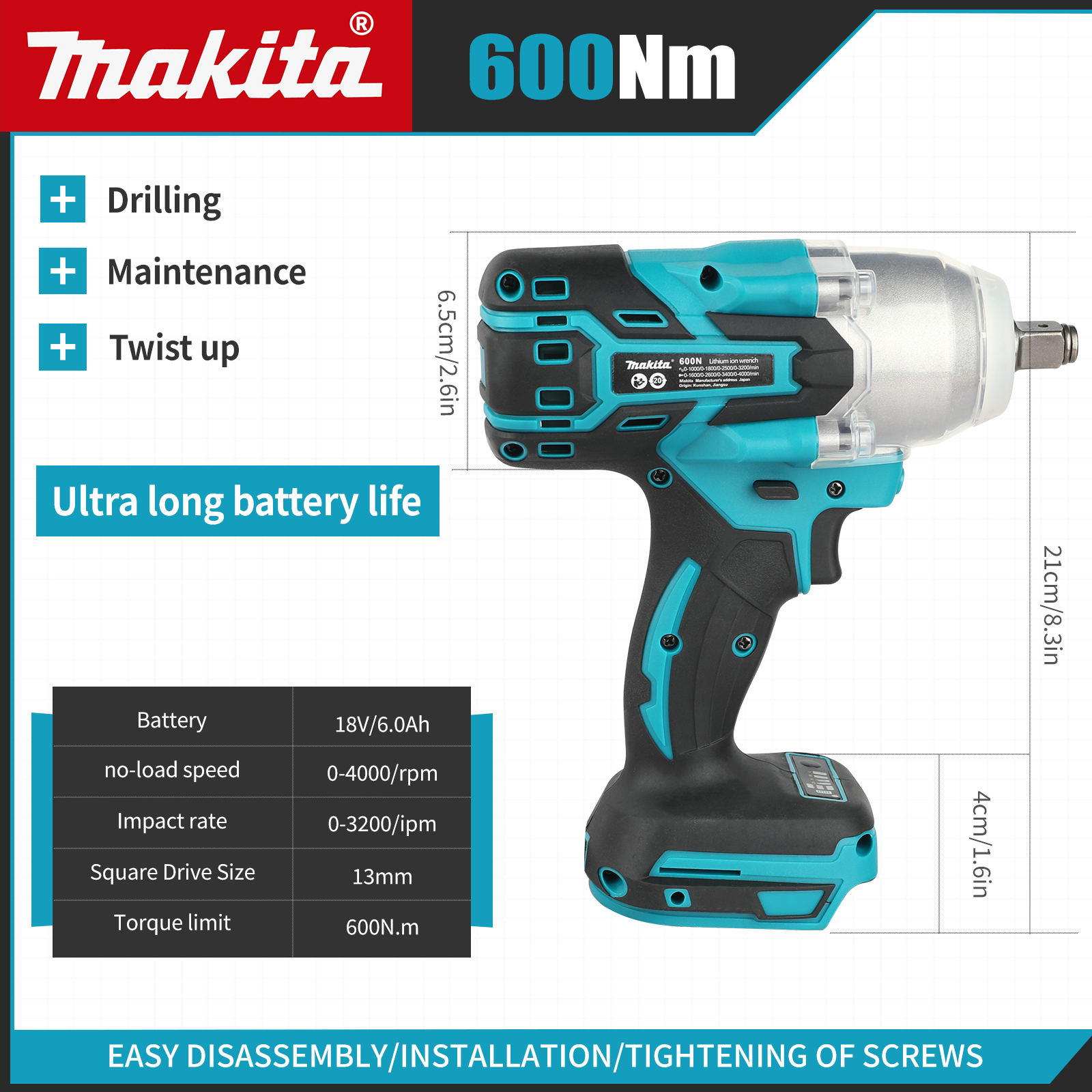 Durable Makita 600NM Single Purpose Handheld Tool for High Performance Applications(only tool)