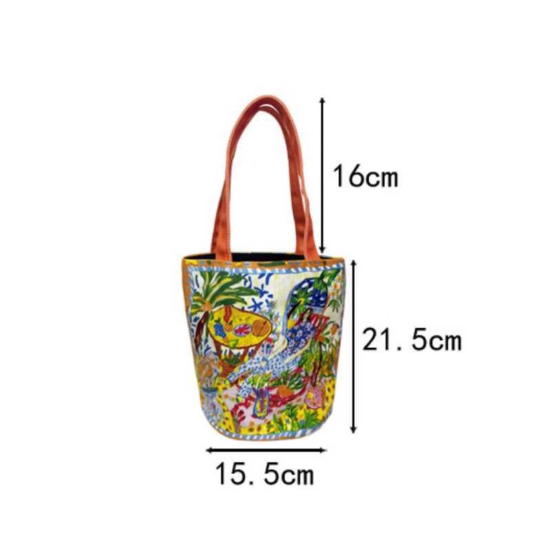 Youda New Fashion Canvas Fabric Handbag for Women Special Colorful Artist Design Pattern Top-handle Bag Casual Lunch Tote Bags Z250224