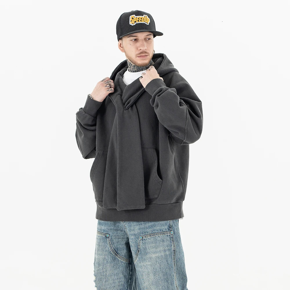 Superway Original Design Winter Niche Hoodies Unisex Cross Collar Hip Hop High Street Sweatshirts Vintage American Style Tops 250224