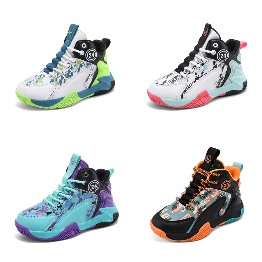 Children's High Top Basketball Shoes for Boy and Girl Number 24 Kid's Sport Trend Sneakers Happysteps Sizes US12.5C-US7Y