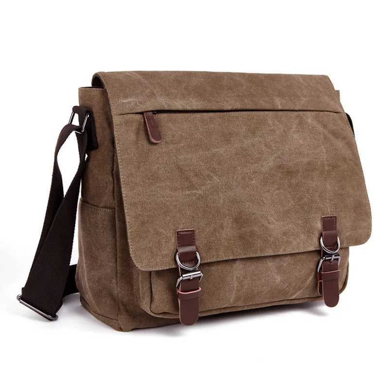 Messenger Bag Men Business Portable Shoulder Canvas Crossbody Pack Casual Office Satchel Travel Bags Kit Vintage Y75A Z250225