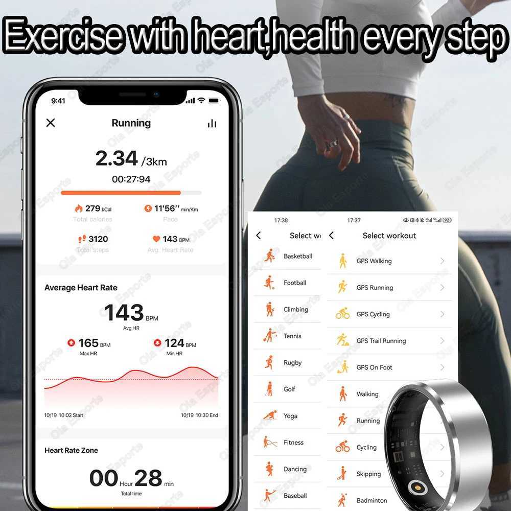 New 5ATM Waterproof Smart Ring For Samsung Galaxy Ring Men Women 24H Health Monitor Gesture Control Multi-sport Mode Smartring W250225