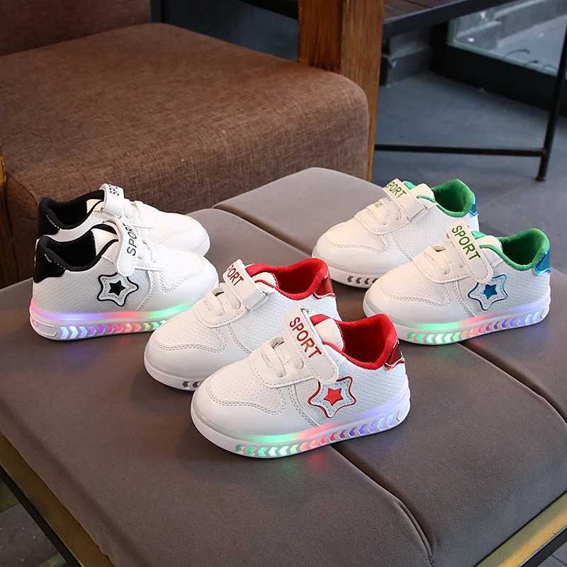 Childrens Shining Light Sneakers Kids Breathable Glowing Light Shoes Girls Casual Shoes Little Kids Fashion LED Bright Sneakers W250225