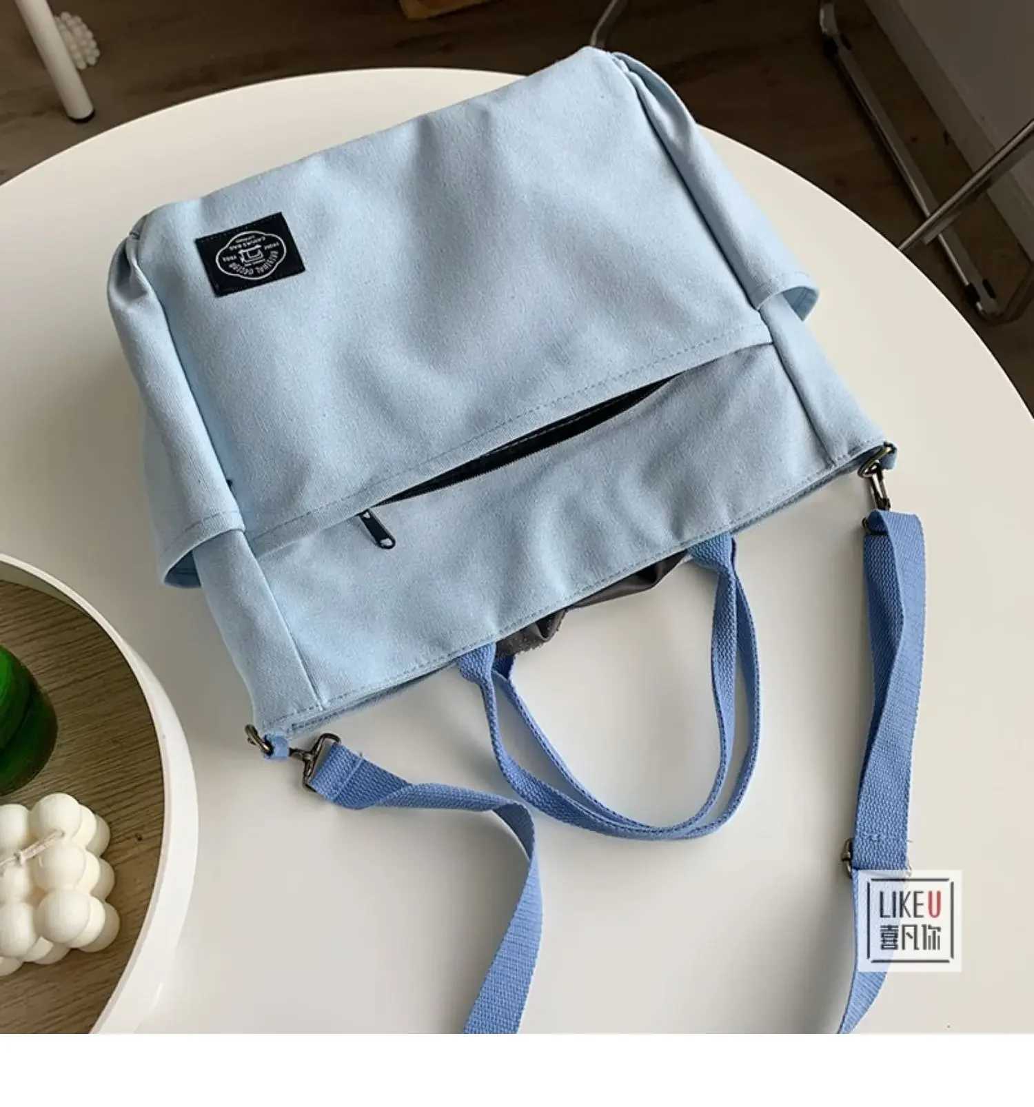 Japanese Multi-pocket Handbag Large-capacity Canvas Tote Bag Simple School lady bag One-shoulder Mens and Womens Messenger Bag Z250224