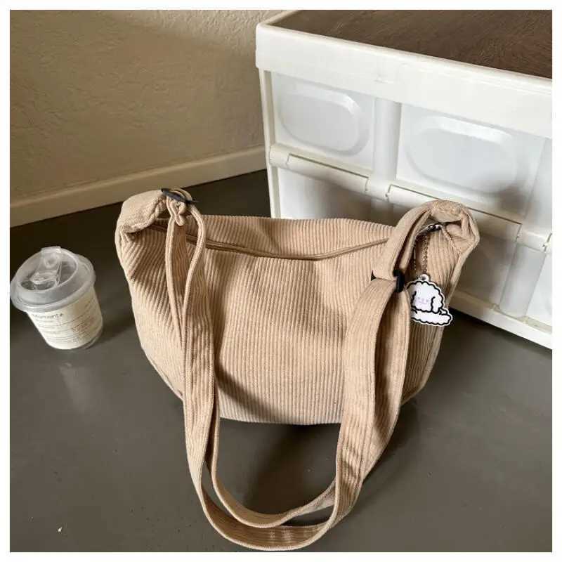Large Capacity Shoulder Bag Womens Fashion Commuter Messenger Tote Bag Corduroy Simple Dumpling Bag Black Purses and Handbags Z250225