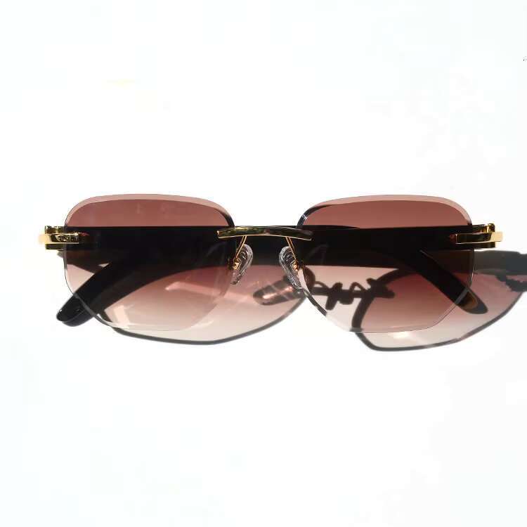 Sifier Mens Vintage Brand Name Buffalo Horn Rimless Sunglasses