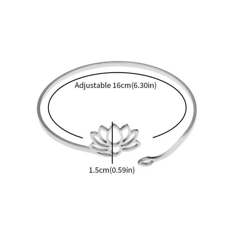 Stainless Steel Hindu Lotus Mandala Open Bracelet Womens Fashion Cuff Bracelet Casual Sports Yoga JewelryXJ250225
