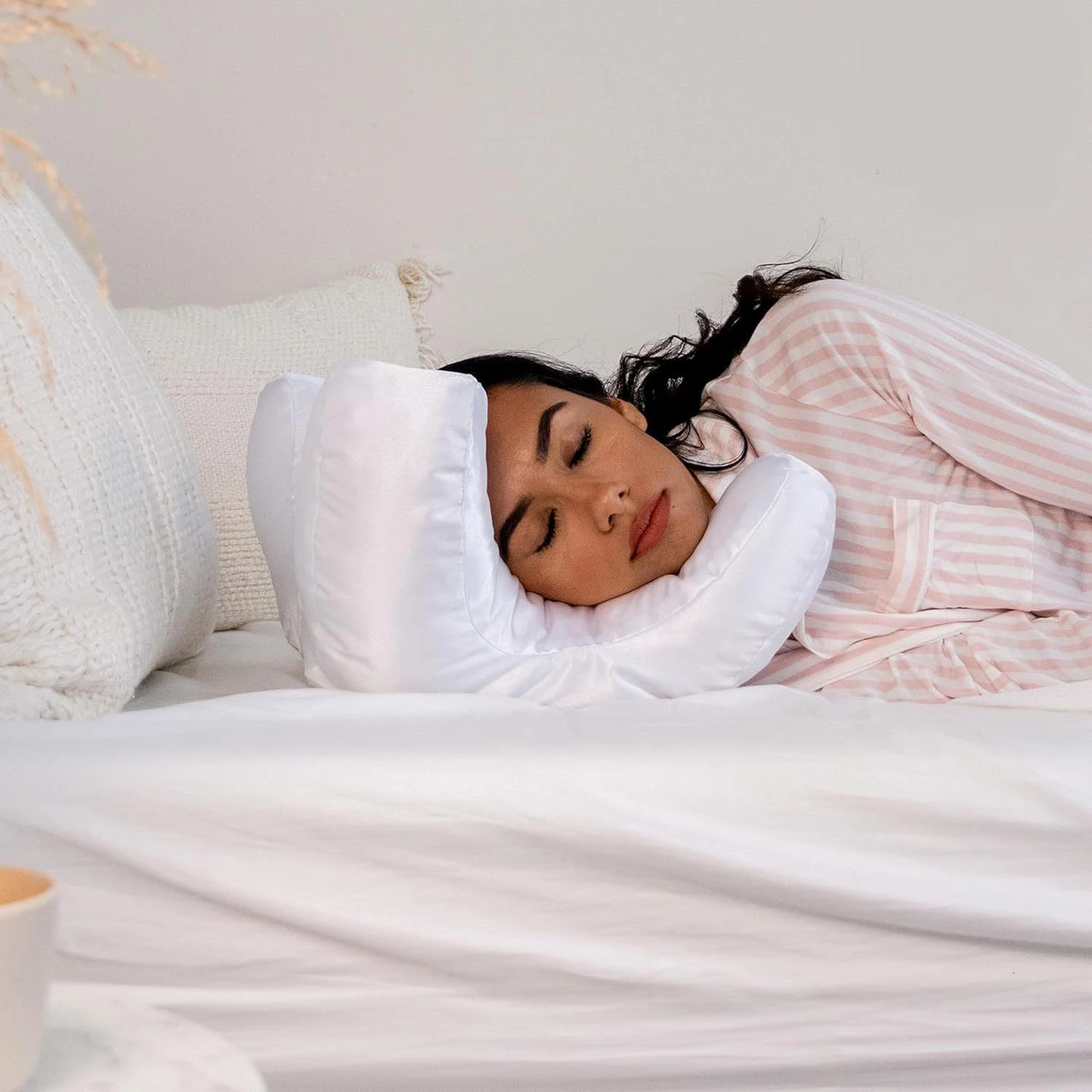 Face Pillow Free White Satin Pillowcase Beauty Sleep Anti Wrinkles-Aging Back Sleep 250218