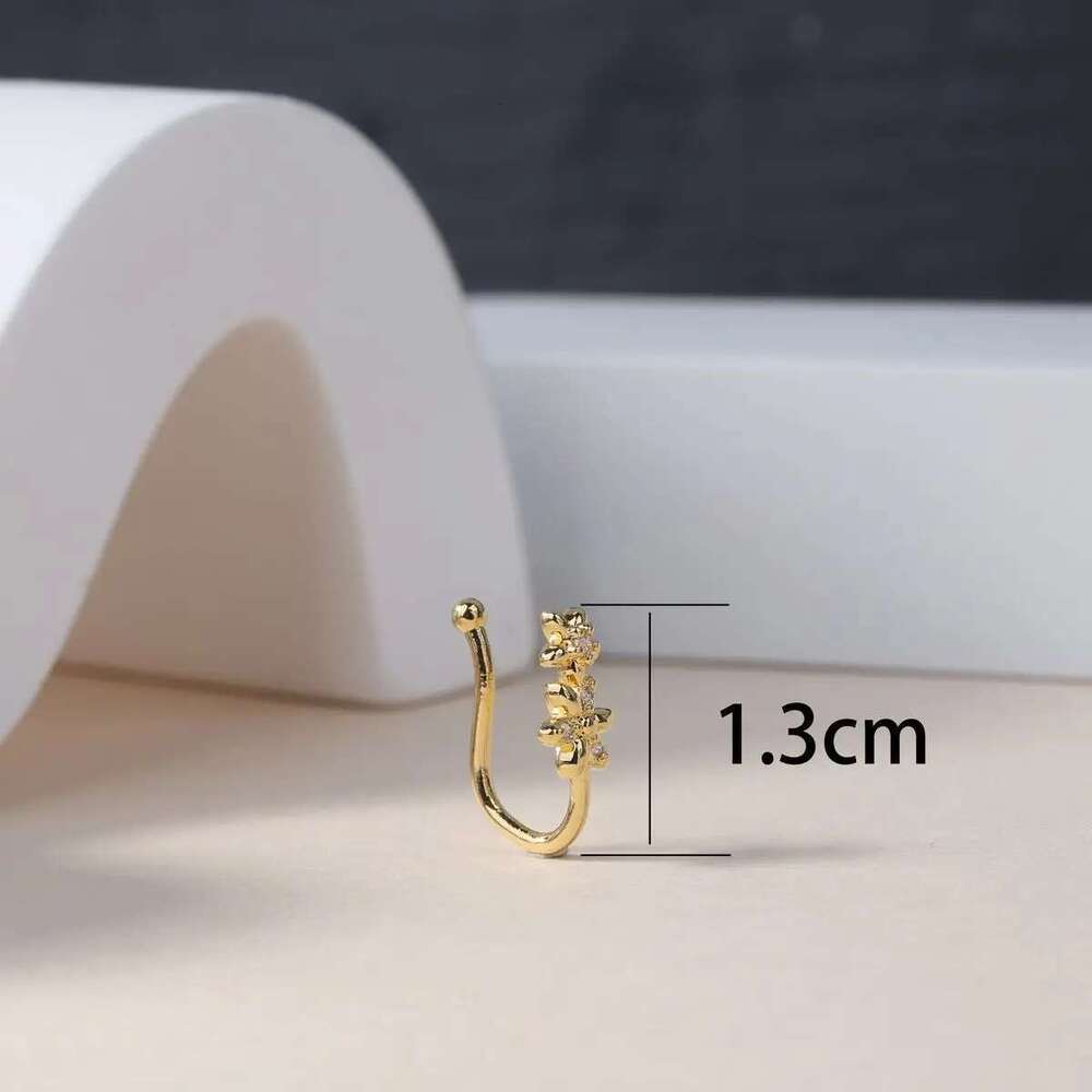 1pc Double wer Charm Copper Inlaid Zircon U-shaped Clip Fake Nose Ring Female No Piercing Jewelry