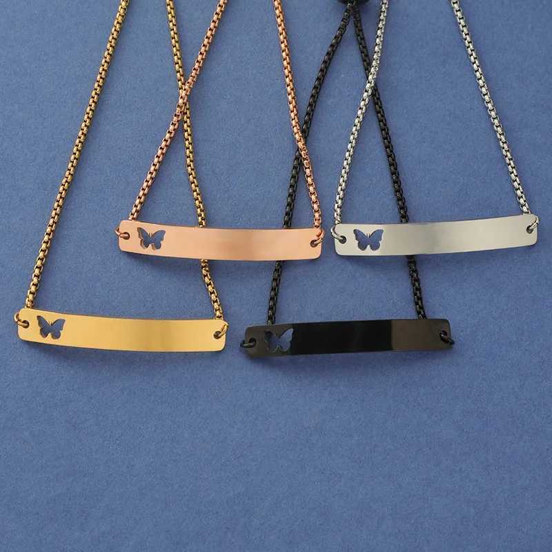 100% Stainless Steel Blank Bend Bar Bracelet For Engraving Hollow Butterfly Adjustable Mirror Polish Wholesale 10pcsXJ250225
