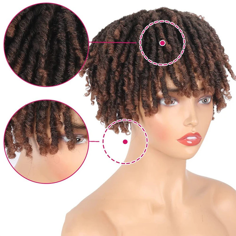 Short Crochet Wigs Synthetic Clips in Hair Toupee Afro Synthetic Braided Half Wig Dreadlock Hairpieces For Men Women 250224