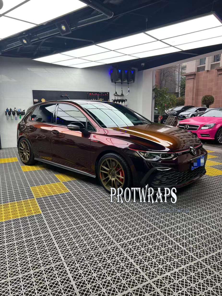 Premium HD Ultra Gloss Madeira Red Black Vinyl Wrap Sticker Whole Car Wrapping Covering Film With Air Release Initial Low Tack Glue Self Adhesive Foil
