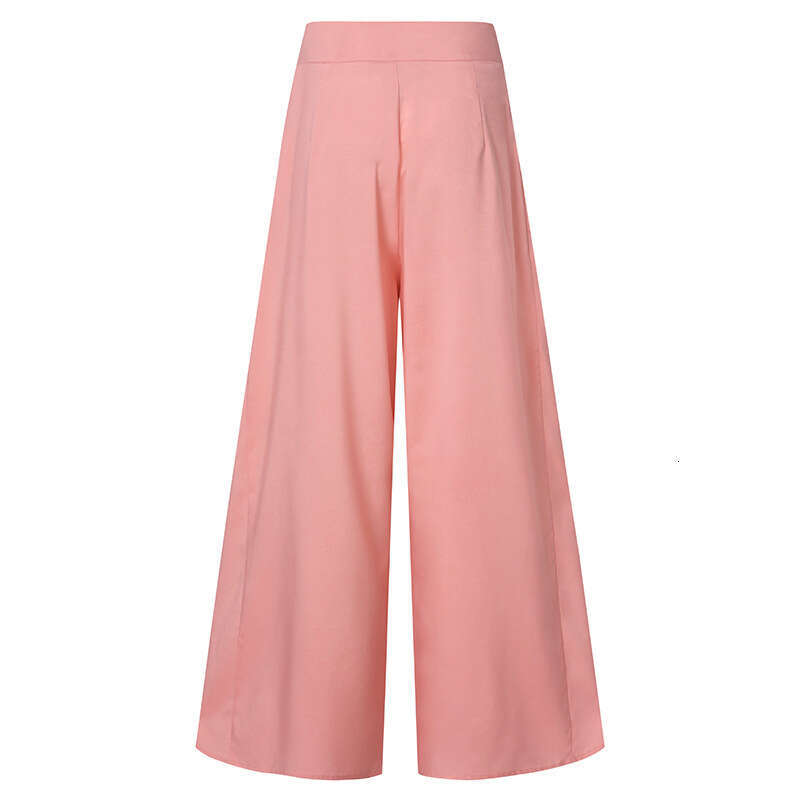 Spring Women's Solid Color High Waist Wide Leg Pants, Thin Casual Pants