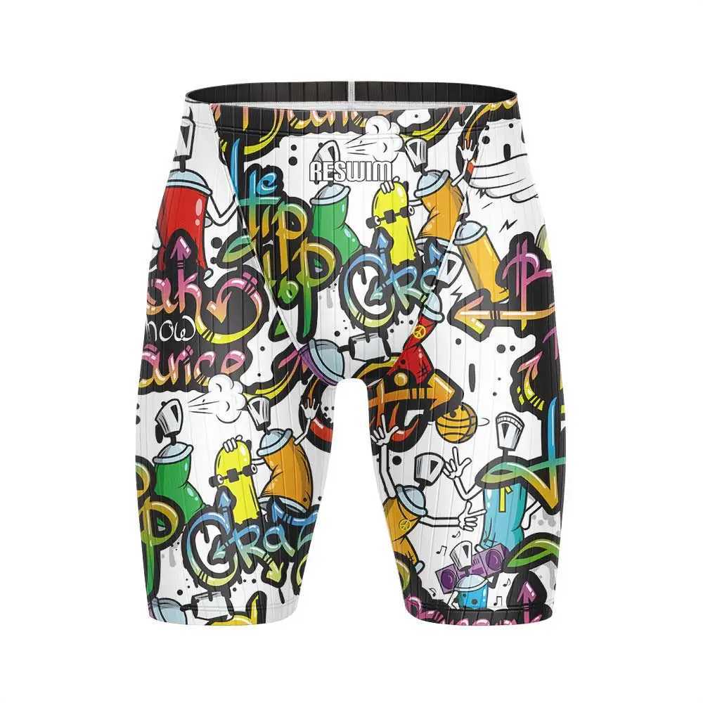 Mens Swim Shorts Beach Tights Trunks Training Swimming Swimsuit Printing Funny Swimwear Jammer Contest Sports Surf Diving TrunksXJ250224