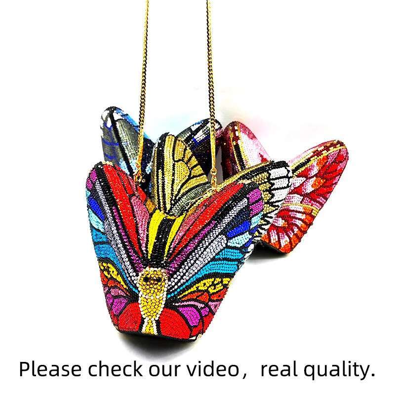 Classical Women Evening Party Purses Bridal Wedding Bag Vintage Butterfly Crystal Clutches Bags