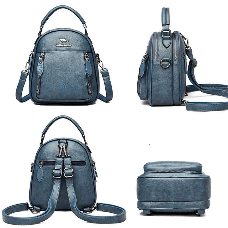 New Style4 New Women Leather Backpacks Fashion School For Girls Multi-Pocket Travel Backpack Multifunction Ladies Shoulder Bags