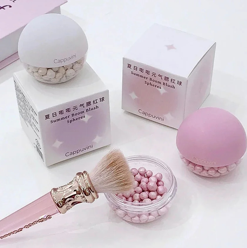 Shimmer Pearl Blush Highlighter Ball Glitter Highlight Palette Pink Brighten Face Natural Contour Cheek Blusher Makeup Cosmetics 250224