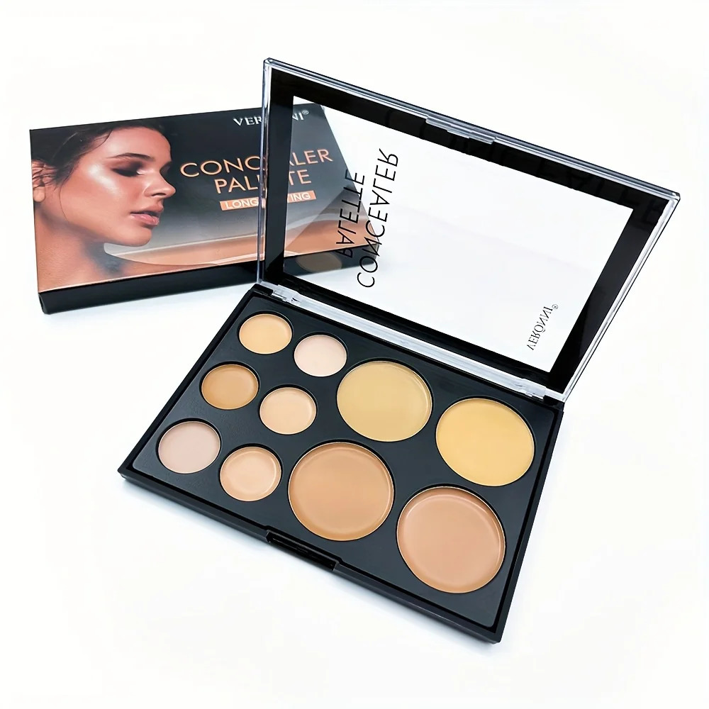 2pcs Concealer Palette with Brush Set Silky Texture High-Coverage Concealer Face Contour Palette Set 250222