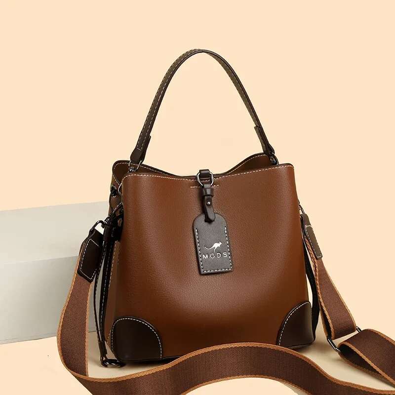 High-Capacity Soft Leather Womens Bucket Fashion Women Shoulder Messenger Bag Wear-resistant Ladies Handbag Sac