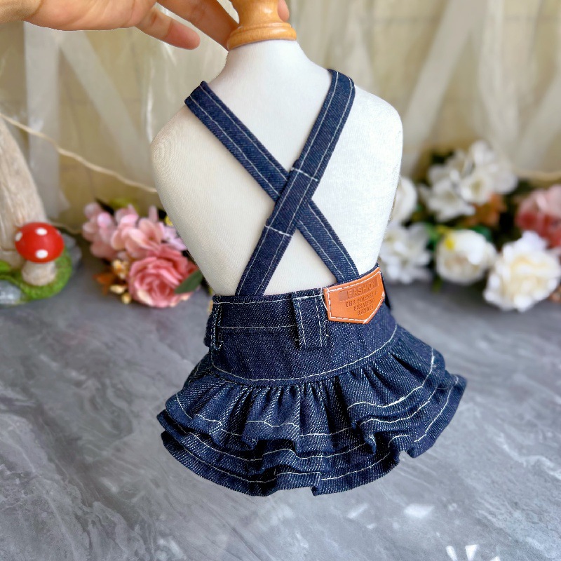 Designer Dog Jean Dress Fancy Pet Apparel Spring Summer Four Season Small Dogs Clothes