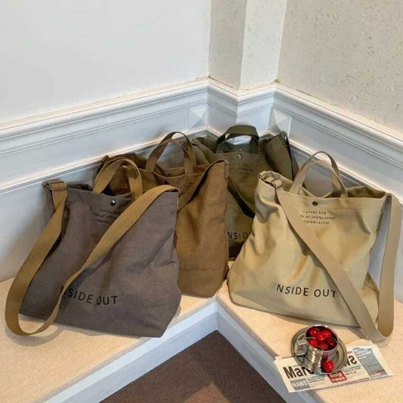 Japanese Canvas Mens and Womens Simple Horizontal Bag Laundry Canvas Thick Handbag Large Capacity Art Student Bag Z250225