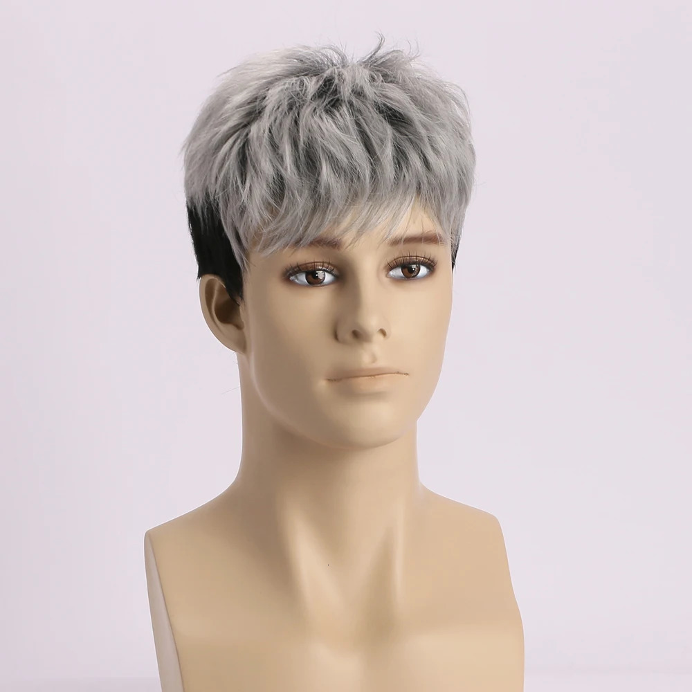 10 Inch Short Natural Synthetic Curly Wigs For Men Heat Resistant Fiber Hair Wig For Daily Use Holiday Halloween Costume Party 250224