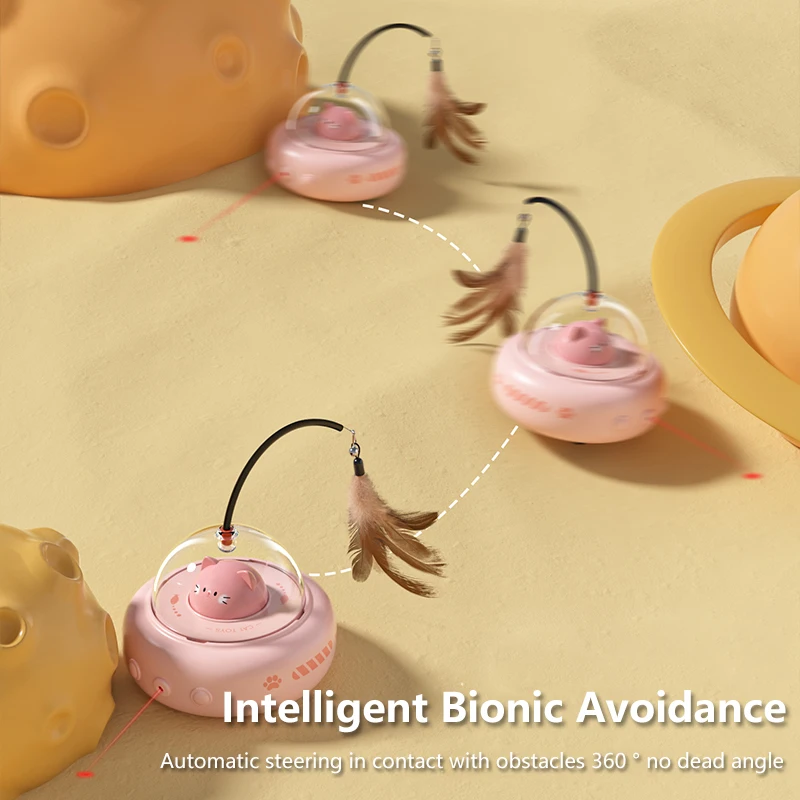 Smart Teaser Cat Toy Electric UFO Cat Teaser Stick With Bell Training Pet Toys Replaceable Feather Interactive Cat Supplies