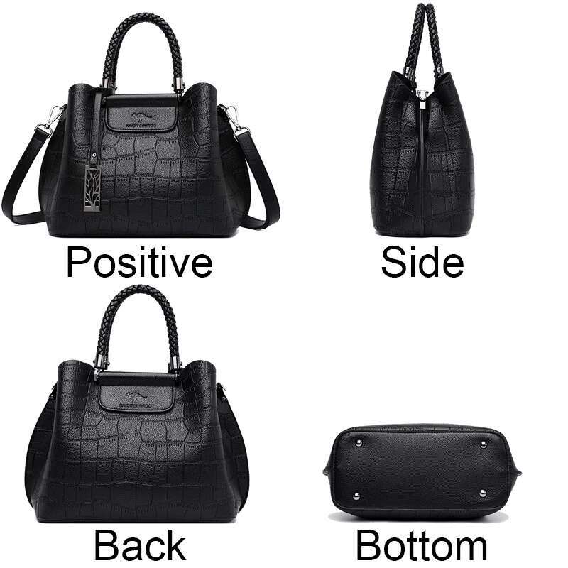 Genuine Leather Handbags For Women Hand-Knitted Crossbody Shoulder Bags Designer New Style3 Stone Pattern Ladies Tote Bag Sac A Main