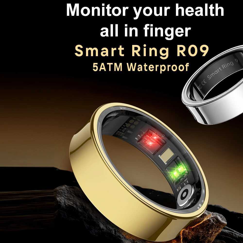 Smart Ring R09 Blood Pressure Heart Rate Skin Temperature 5ATM Waterproof Health Monitor Camera Control Sport Modes Rings Finger W250225