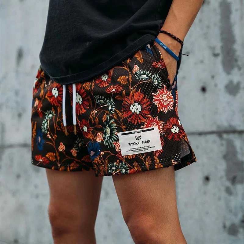 RYOKO RAIN New summer mens shorts men and womens fashion beach seaside casual shorts mesh sports quick-drying quarter pantsT250224