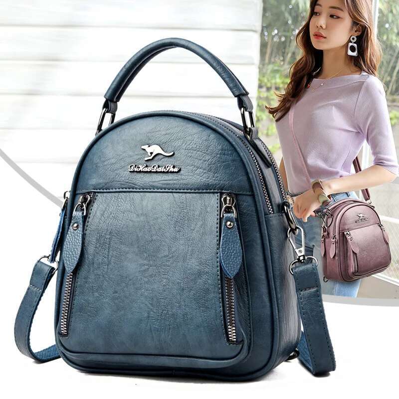 New Style4 New Women Leather Backpacks Fashion School For Girls Multi-Pocket Travel Backpack Multifunction Ladies Shoulder Bags