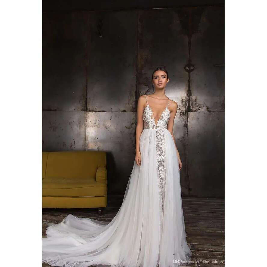 Dresses A Bohemian E Backless Sequins Applique Sexy Boho Wedding Dress Sweep Train Size Beach Bridal Gowns Plus Pro Pplique