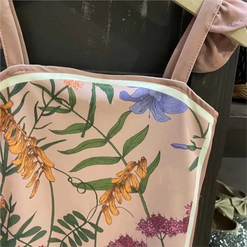 Baby Girl Princess Floral Swimsuit Romper+Cap 2pcs Infant Toddler Teens Child Swimwear Bathing Suit Kid Swimming Clothing 1-12Y X250224