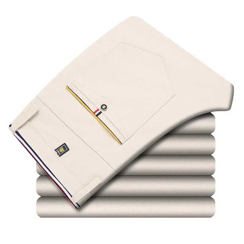 2024 Spring Fashion New Mens Fine Straight Casual Pants Solid Color Office High Quality Mens Pants Classic Casual Pants W250225