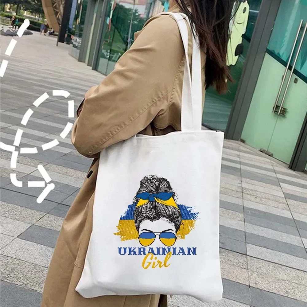 Peace Sunflower Coat of arms of Ukraine Flag Ukrainian Tryzub Patriotic Gift Shopper Harajuku Tote Shopping Bag Shoulder Handbag Z250224