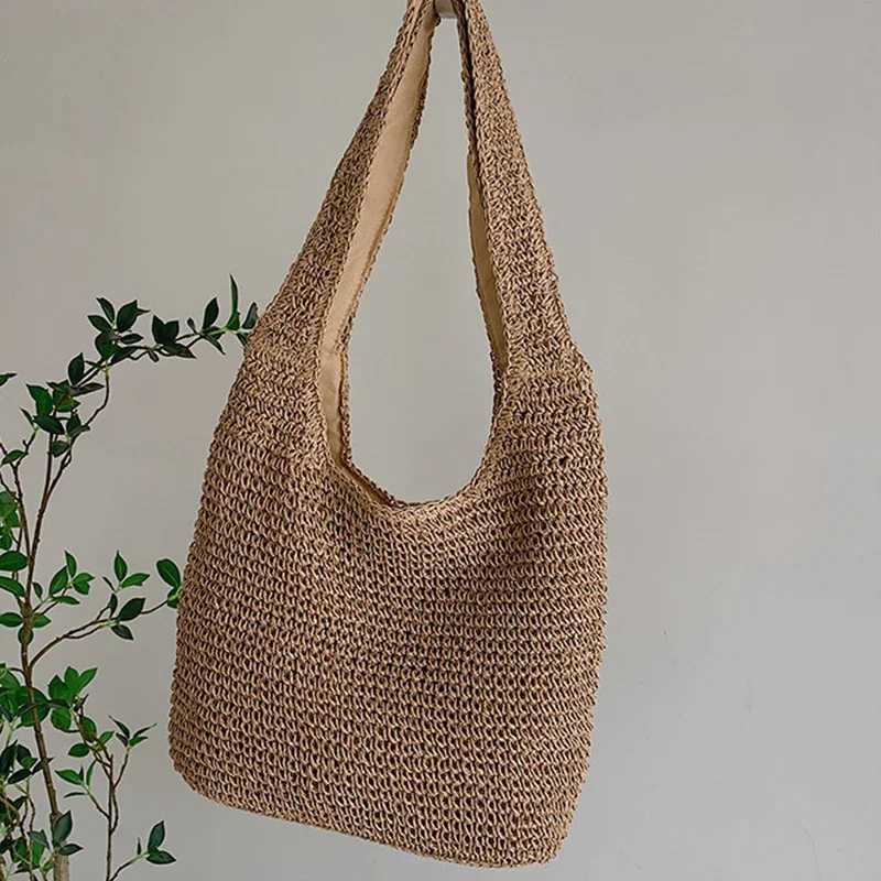 Bohemian Style Straw Bags For Women Large Capacity Handmade Beach Bag Large Capacity Tote Fashion Braided Handbag Armpit Pack
